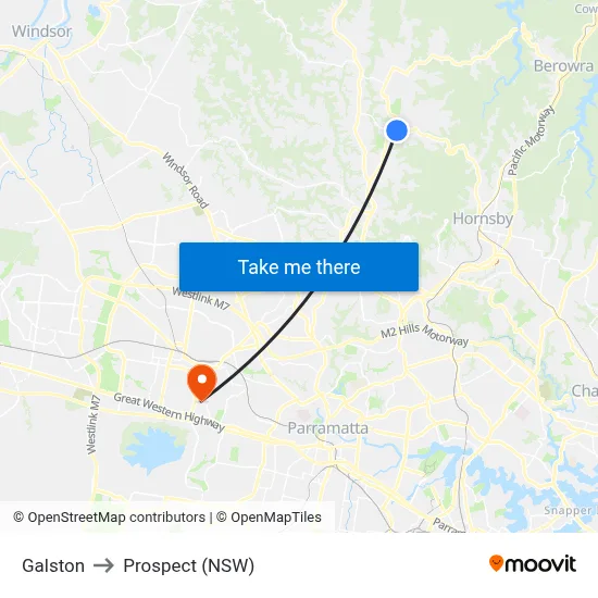 Galston to Prospect (NSW) map
