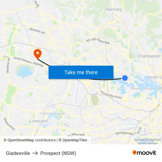 Gladesville to Prospect (NSW) map