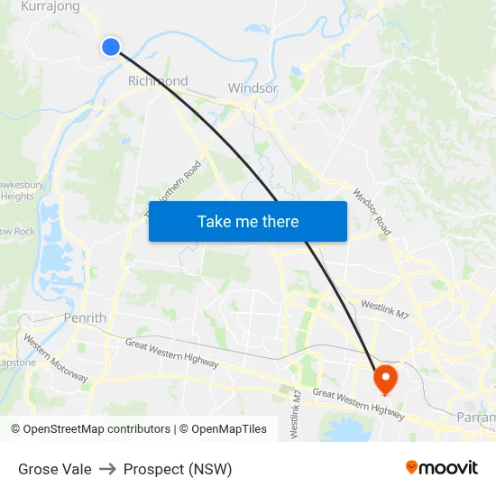 Grose Vale to Prospect (NSW) map