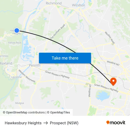 Hawkesbury Heights to Prospect (NSW) map