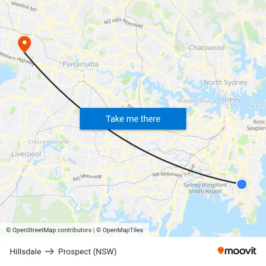 Hillsdale to Prospect (NSW) map