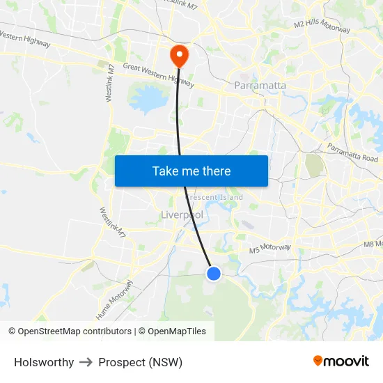 Holsworthy to Prospect (NSW) map