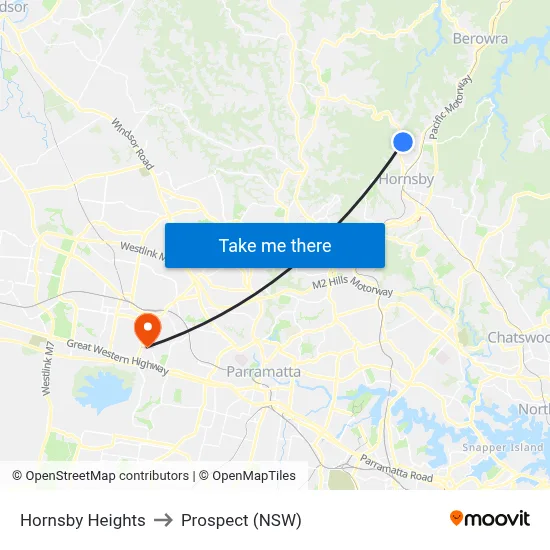 Hornsby Heights to Prospect (NSW) map