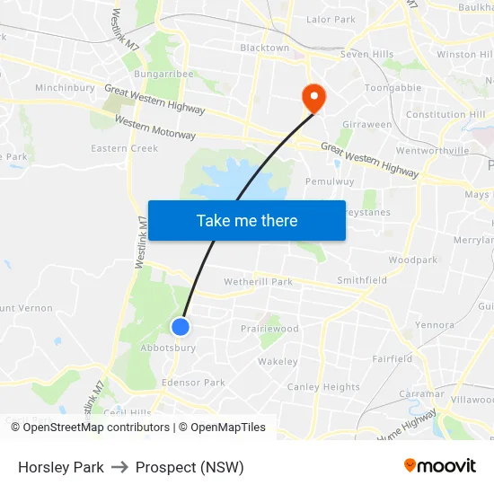Horsley Park to Prospect (NSW) map