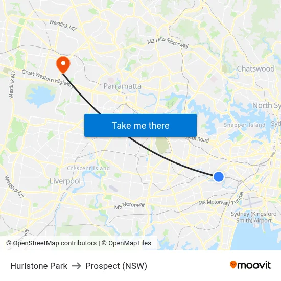 Hurlstone Park to Prospect (NSW) map