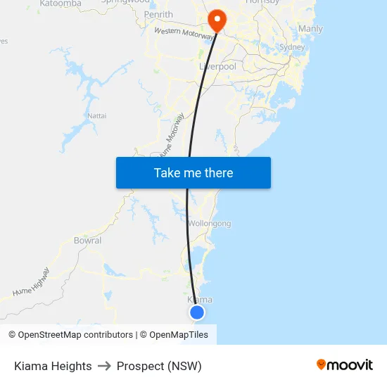 Kiama Heights to Prospect (NSW) map