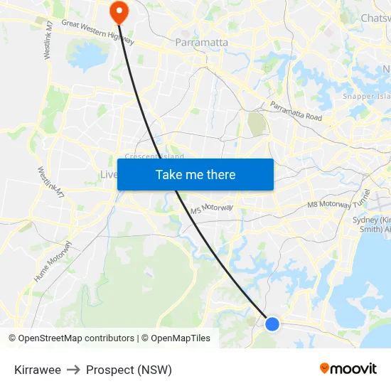 Kirrawee to Prospect (NSW) map