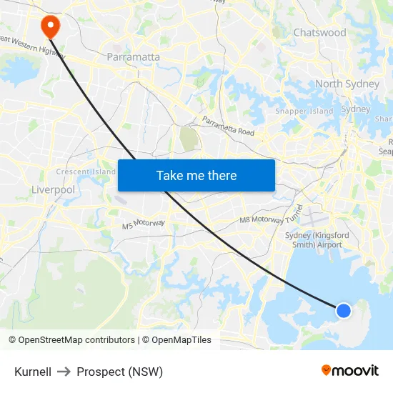 Kurnell to Prospect (NSW) map
