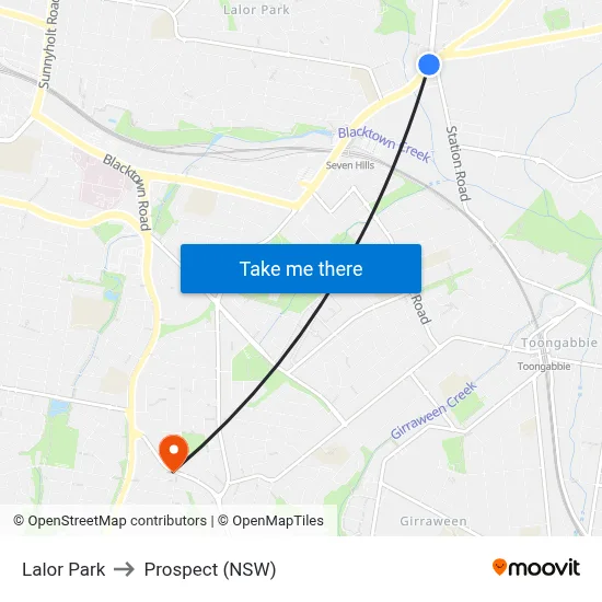 Lalor Park to Prospect (NSW) map