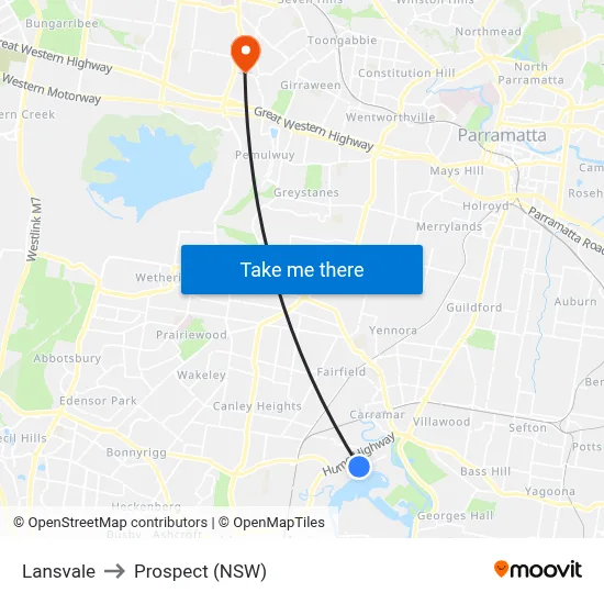 Lansvale to Prospect (NSW) map
