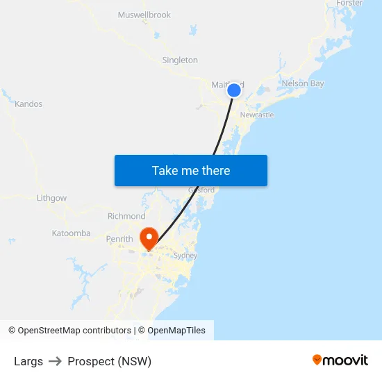 Largs to Prospect (NSW) map