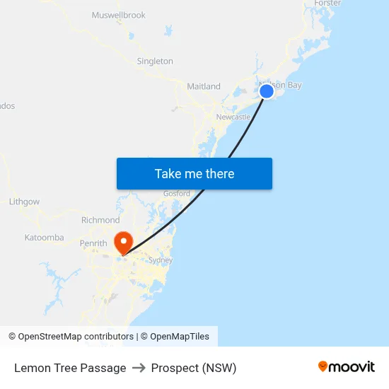 Lemon Tree Passage to Prospect (NSW) map