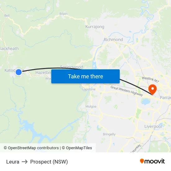 Leura to Prospect (NSW) map