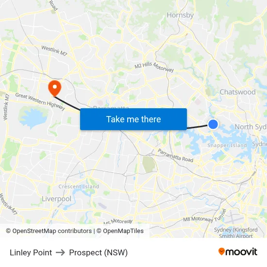 Linley Point to Prospect (NSW) map