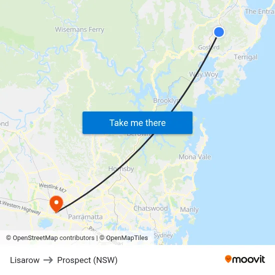 Lisarow to Prospect (NSW) map