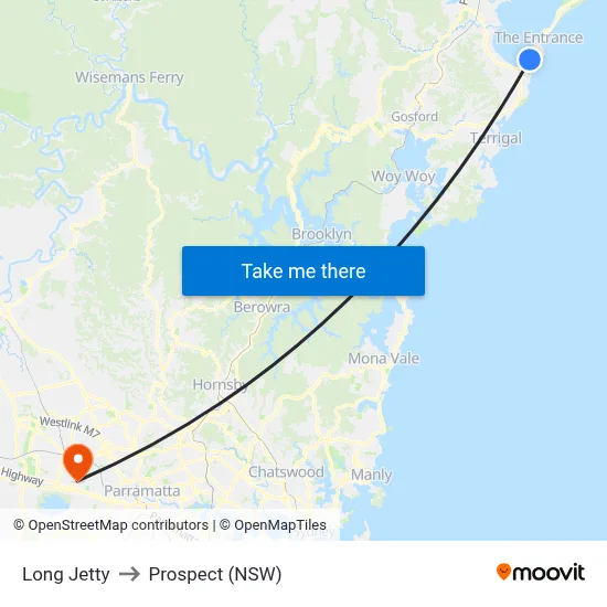 Long Jetty to Prospect (NSW) map