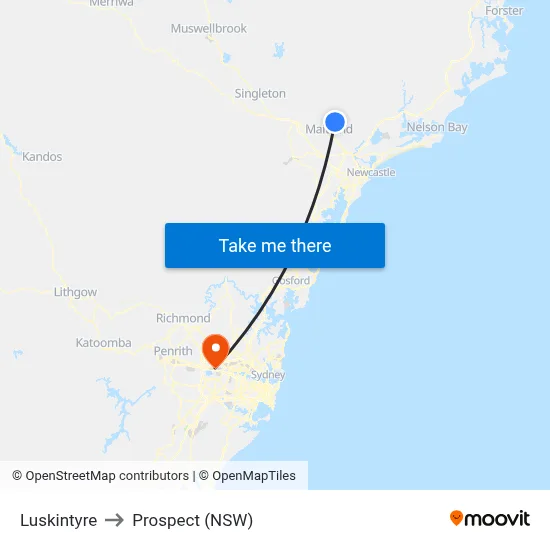 Luskintyre to Prospect (NSW) map
