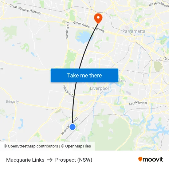 Macquarie Links to Prospect (NSW) map