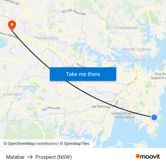 Malabar to Prospect (NSW) map