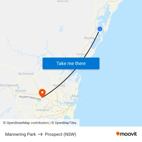 Mannering Park to Prospect (NSW) map