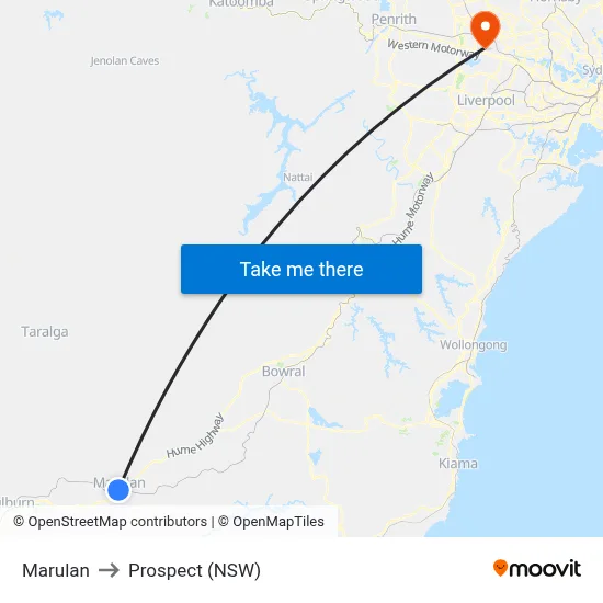 Marulan to Prospect (NSW) map