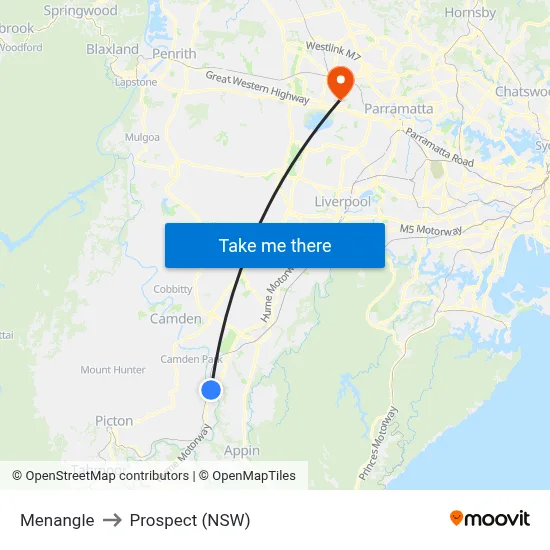 Menangle to Prospect (NSW) map