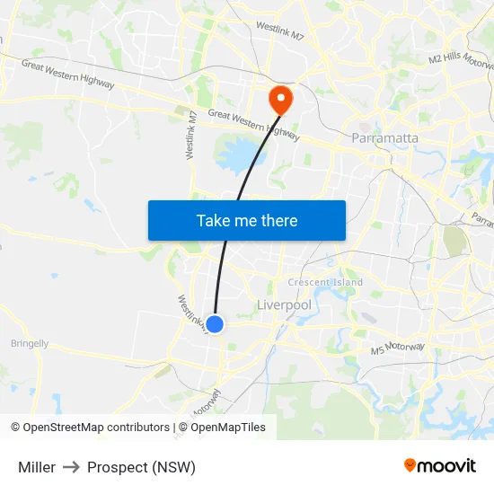 Miller to Prospect (NSW) map