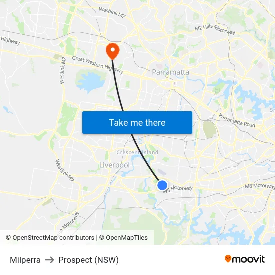 Milperra to Prospect (NSW) map