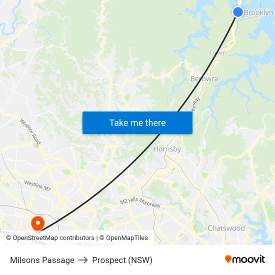 Milsons Passage to Prospect (NSW) map