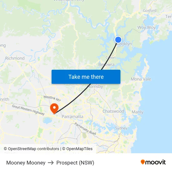 Mooney Mooney to Prospect (NSW) map