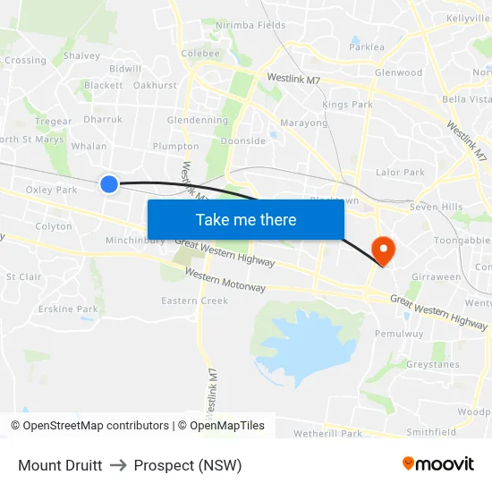 Mount Druitt to Prospect (NSW) map