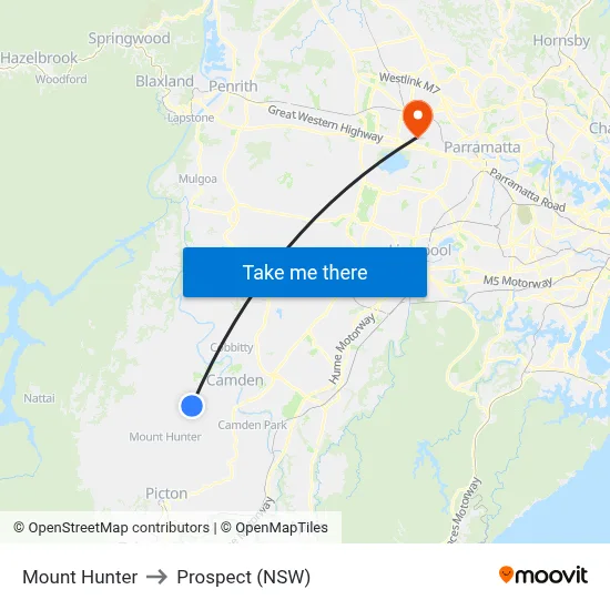 Mount Hunter to Prospect (NSW) map
