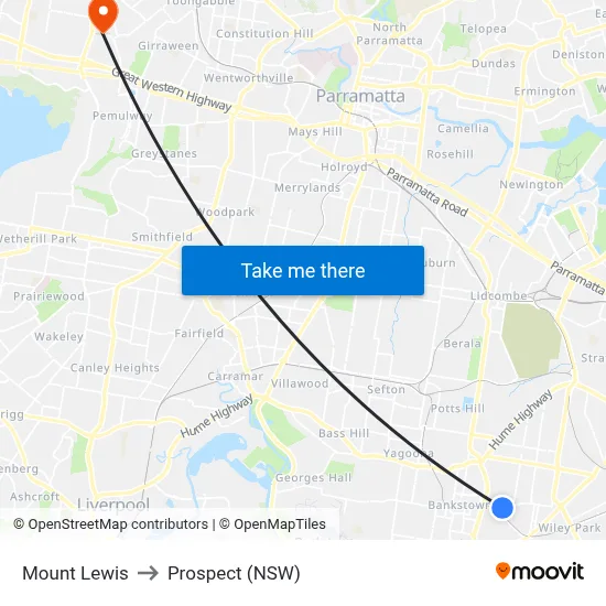 Mount Lewis to Prospect (NSW) map