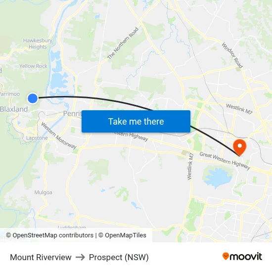 Mount Riverview to Prospect (NSW) map