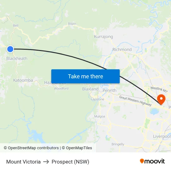 Mount Victoria to Prospect (NSW) map