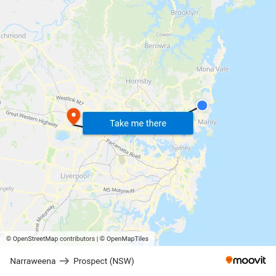 Narraweena to Prospect (NSW) map