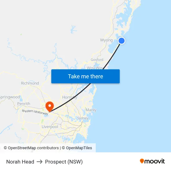 Norah Head to Prospect (NSW) map