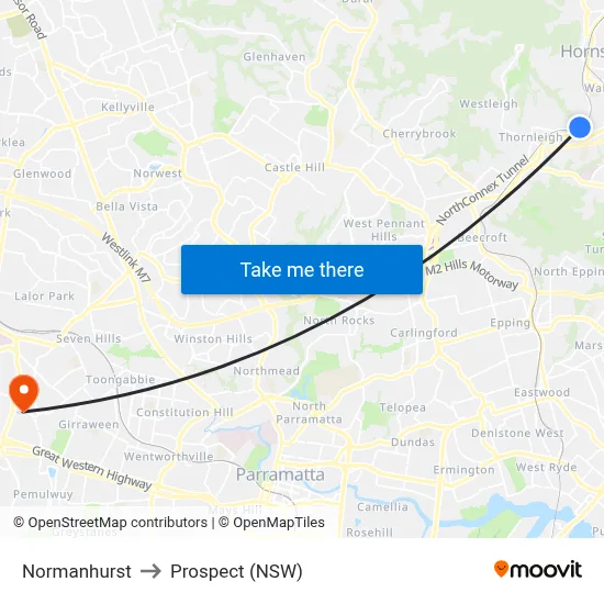 Normanhurst to Prospect (NSW) map