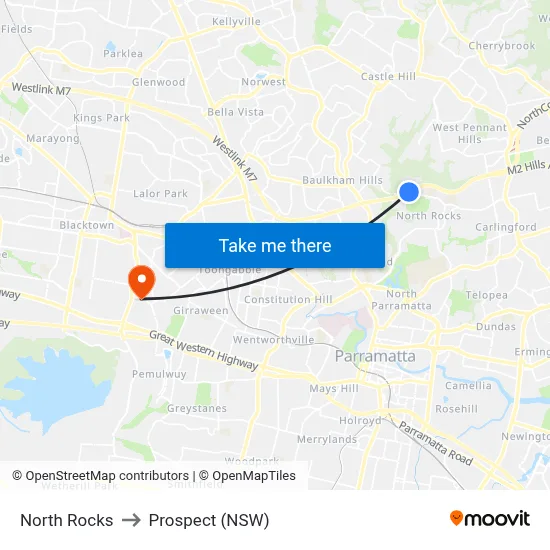 North Rocks to Prospect (NSW) map