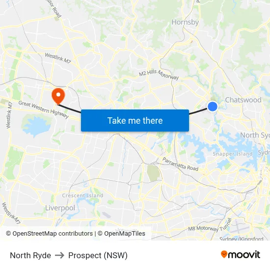 North Ryde to Prospect (NSW) map