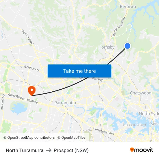 North Turramurra to Prospect (NSW) map