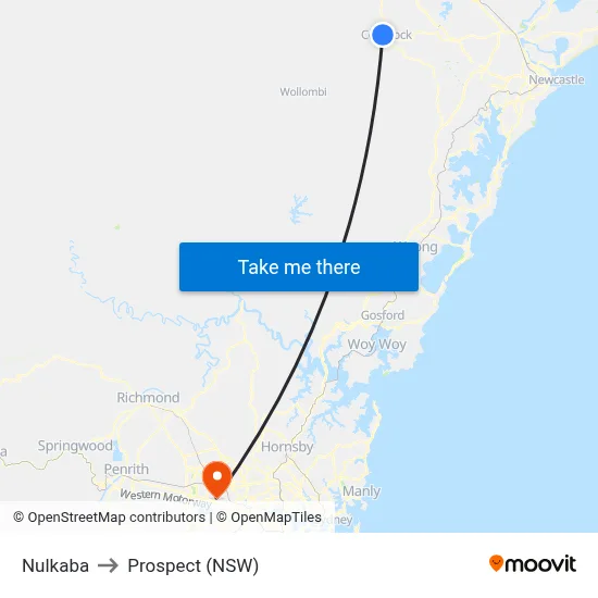 Nulkaba to Prospect (NSW) map