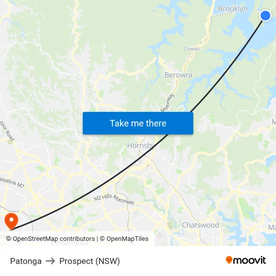 Patonga to Prospect (NSW) map