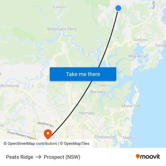 Peats Ridge to Prospect (NSW) map