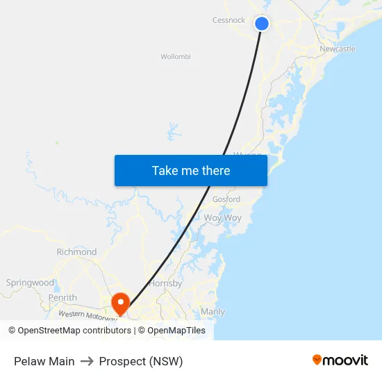 Pelaw Main to Prospect (NSW) map