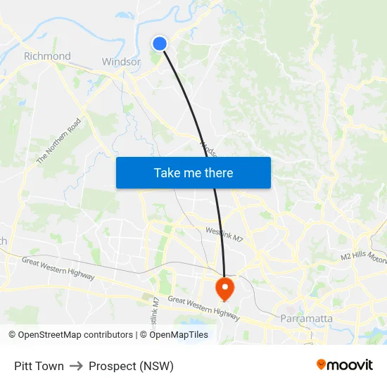 Pitt Town to Prospect (NSW) map