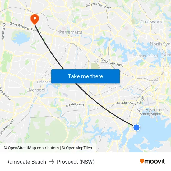 Ramsgate Beach to Prospect (NSW) map