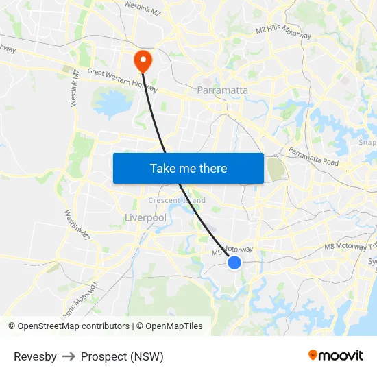 Revesby to Prospect (NSW) map