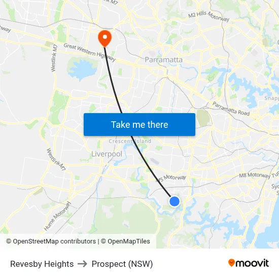 Revesby Heights to Prospect (NSW) map