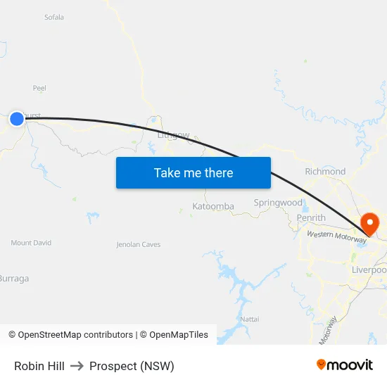 Robin Hill to Prospect (NSW) map